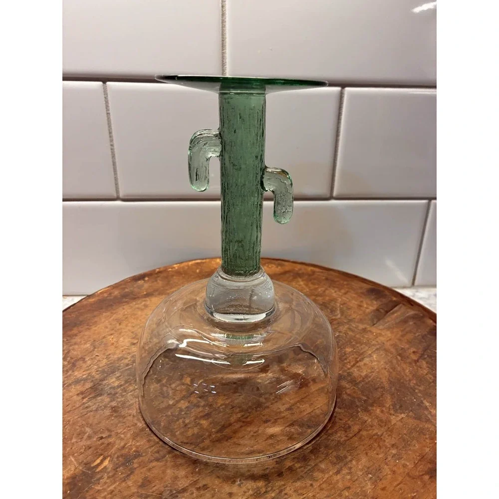 Libbey‎ Green Cactus Stem Margarita Glass 12oz